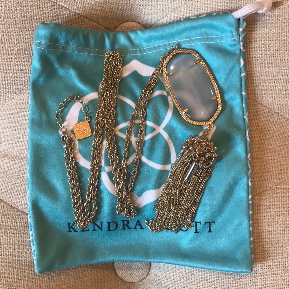 Grey and gold tassel necklace